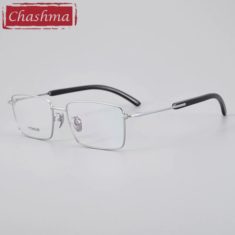 Chashma Ottica Unisex Full Rim Square Titanium Horn Eyeglasses 402301