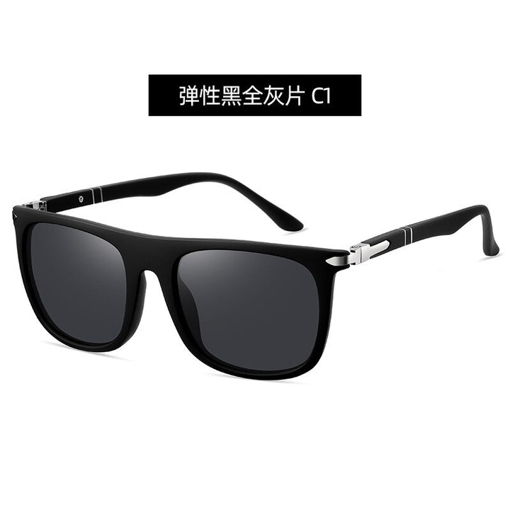 Yimaruili Unisex Full Rim Square Tr 90 Polarized Sunglasses C3055 Sunglasses Yimaruili Sunglasses Black Gray C1 Other