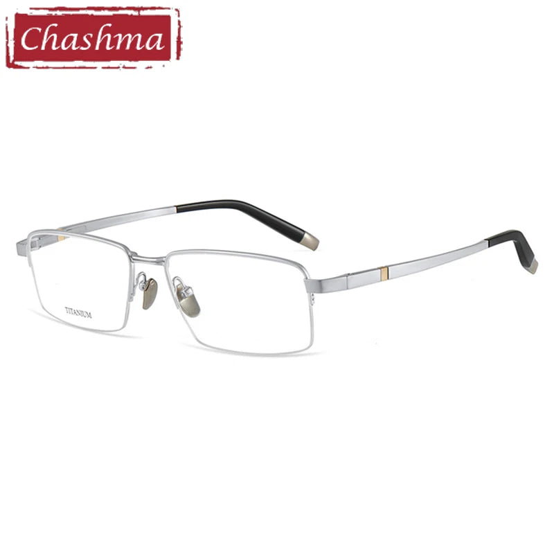 Chashma Ottica Men's Semi Rim Big Square Titanium Eyeglasses 409089