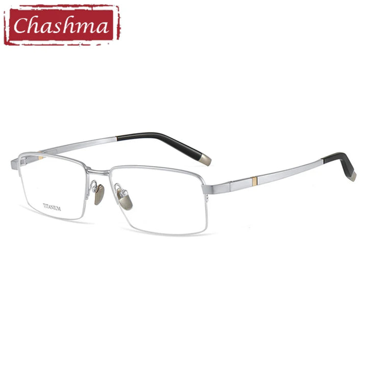 Chashma Ottica Men's Semi Rim Big Square Titanium Eyeglasses 409089