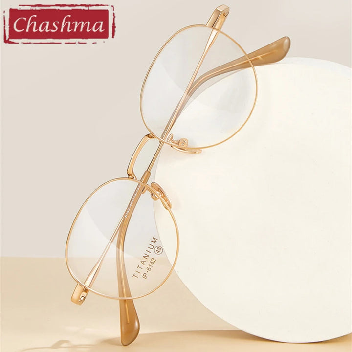 Chashma Ottica Women's Full Rim Oval Round Titanium Eyeglasses 406142