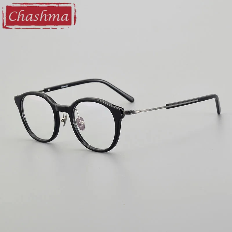 Chashma Unisex Full Rim Round Acetate Titanium Eyeglasses 871123