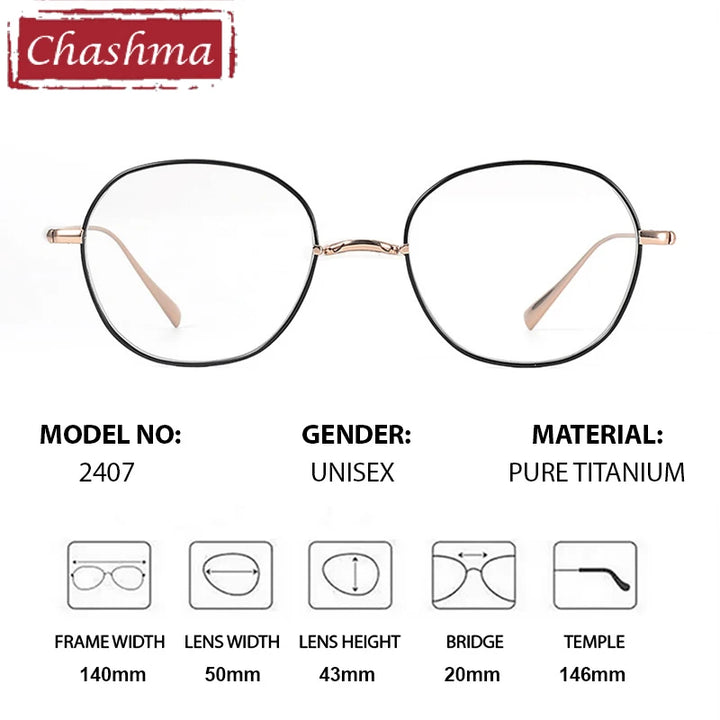 Chashma Ottica Unisex Full Rim Oval Round Titanium Eyeglasses 402407