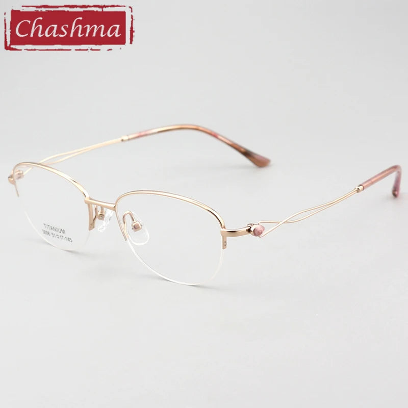 Chashma Ottica Women's Semi Rim Oval Square Titanium Eyeglasses 403008