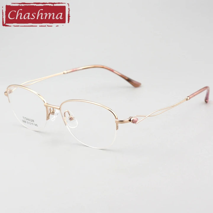 Chashma Ottica Women's Semi Rim Oval Square Titanium Eyeglasses 403008