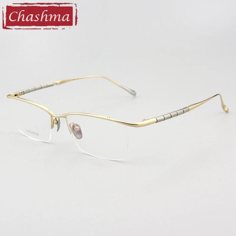 Chashma Ottica Unisex Semi Rim Square Brow Line Titanium Eyeglasses 427037