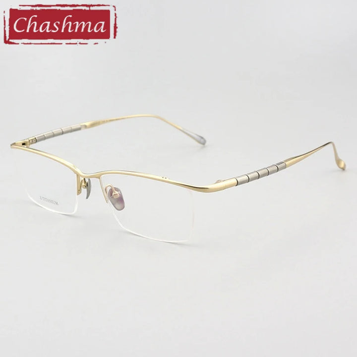 Chashma Ottica Unisex Semi Rim Square Brow Line Titanium Eyeglasses 427037