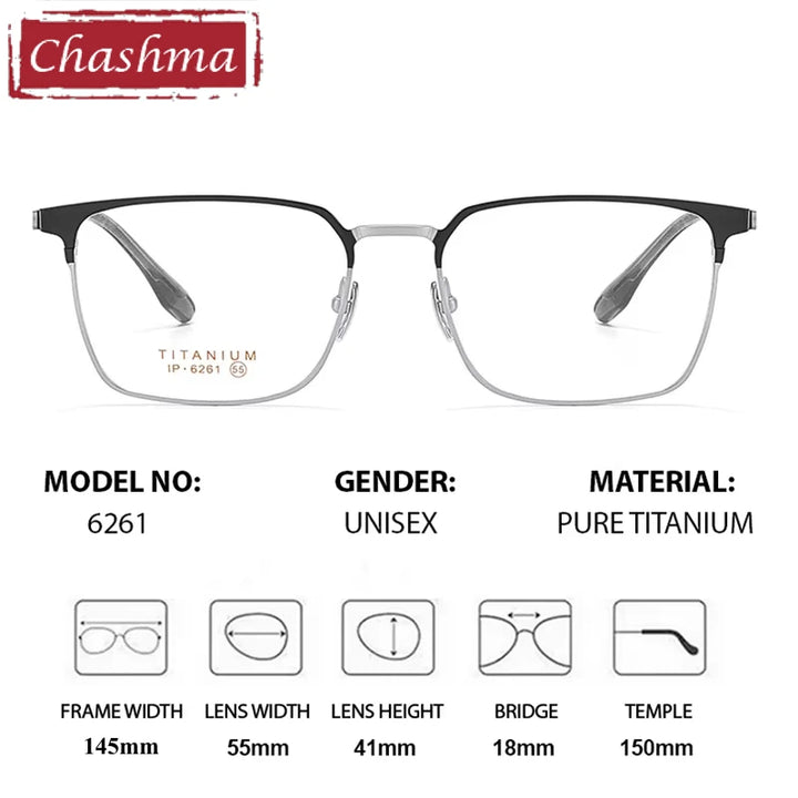 Chashma Ottica Men's Full Rim Square Titanium Eyeglasses 406261
