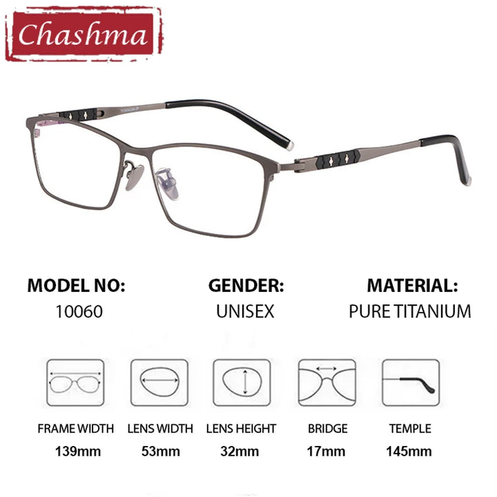 Chashma Unisex Full Rim Polygon Square Titanium Eyeglasses 510060