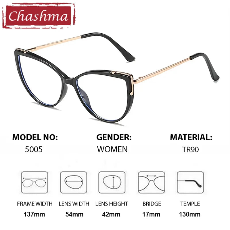 Chashma Ottica Women's Full Rim Cat Eye Tr 90 Titanium Eyeglasses 415005