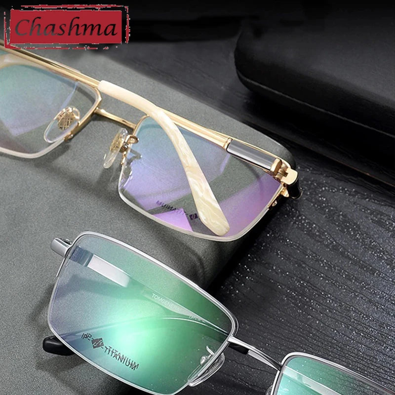 Chashma Ottica Unisex Semi Rim Square Titanium Eyeglasses 9011 Semi Rim Chashma Ottica
