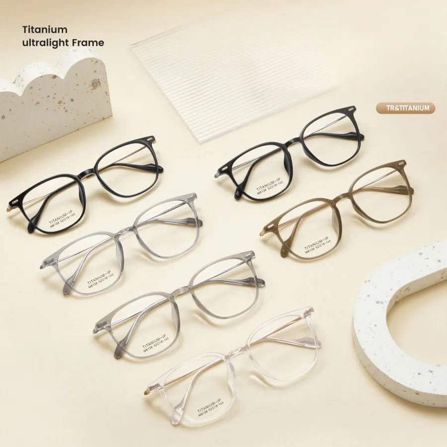 Yimaruili Unisex Full Rim Square Tr 90 Titanium Eyeglasses M8138 Full Rim Yimaruili Eyeglasses