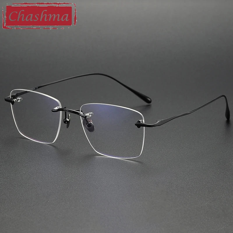 Chashma Ottica Men's Rimless Polygon Square Titanium Eyeglasses 480954
