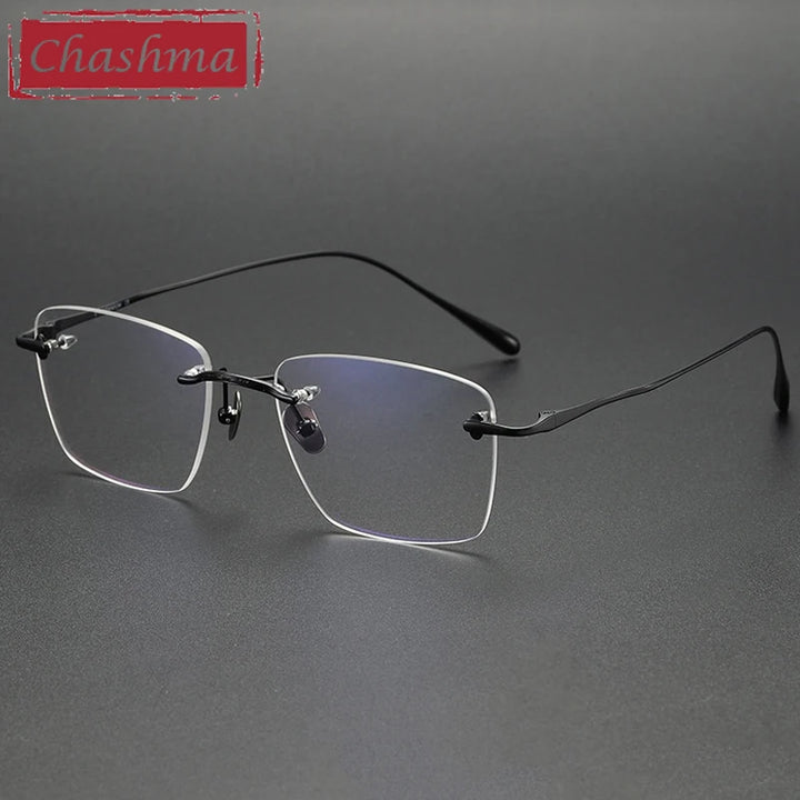 Chashma Ottica Men's Rimless Polygon Square Titanium Eyeglasses 480954