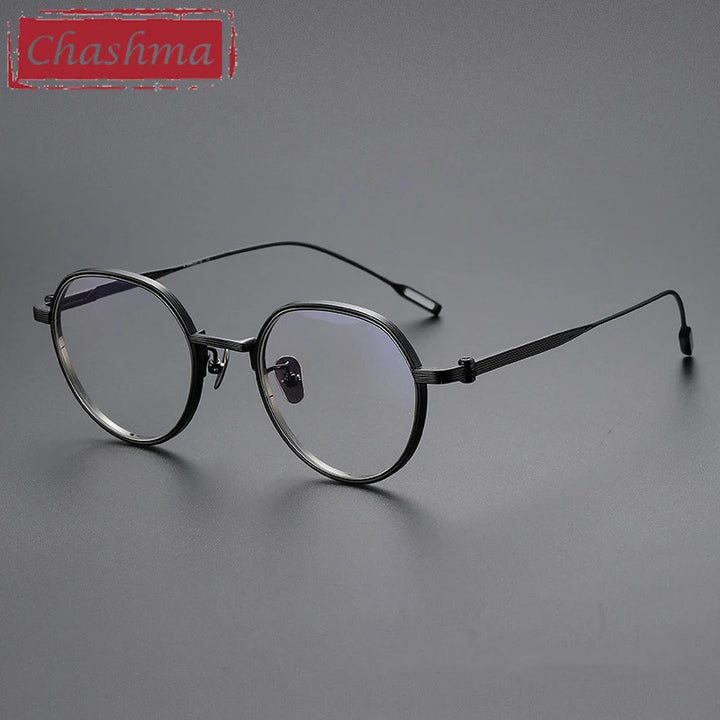 Chashma Unisex Full Rim Flat Top Round Titanium Eyeglasses 581161