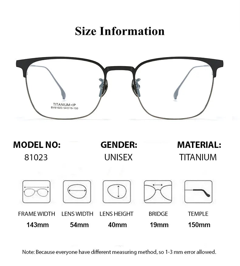 Chashma Men's Full Rim Square Titanium Acetate Eyeglasses 81023