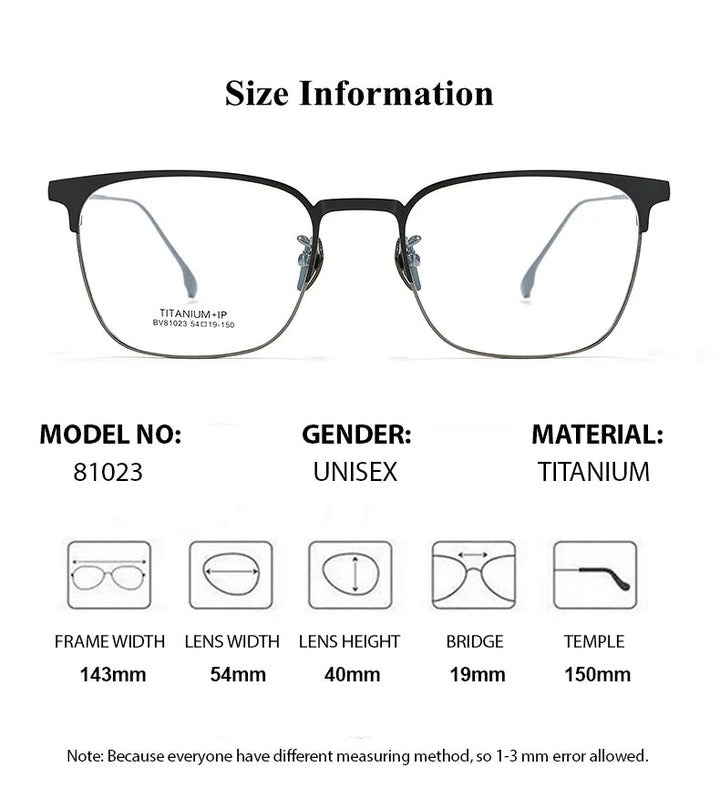 Chashma Men's Full Rim Square Titanium Acetate Eyeglasses 81023
