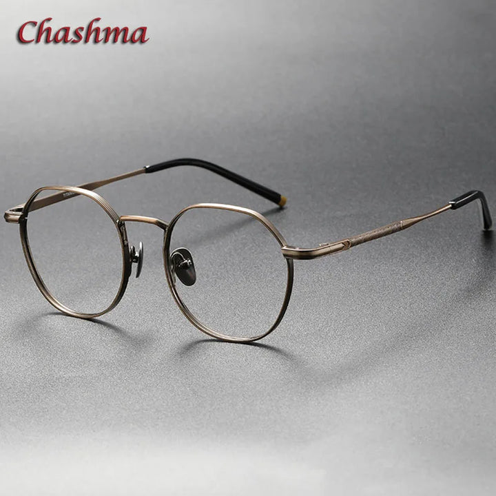 Chashma Ochki Women's Full Rim Flat Top Round Titanium Eyeglasses 13877