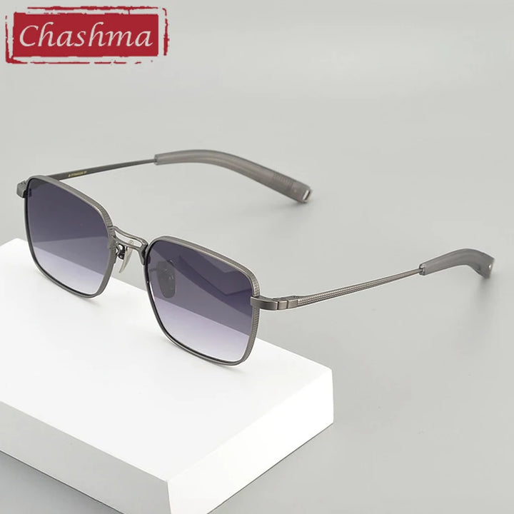 Chashma Ottica Unisex Full Rim Square Double Bridge Titanium Sunglasses 408827