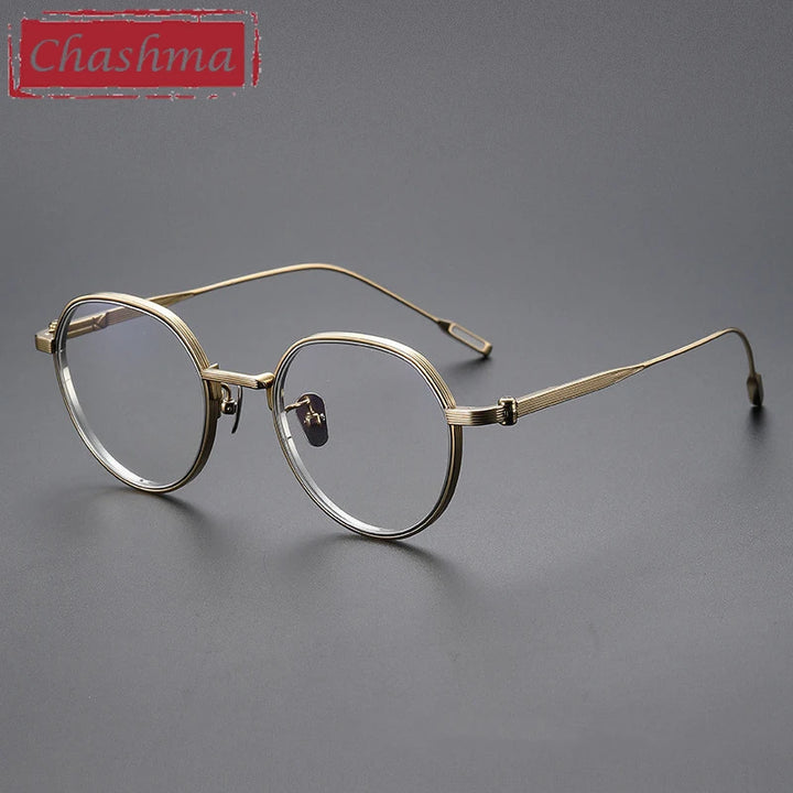 Chashma Unisex Full Rim Flat Top Round Titanium Eyeglasses 581161