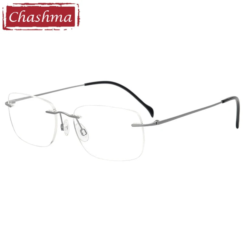 Chashma Ottica Unisex Rimless Square Titanium Eyeglasses 416021