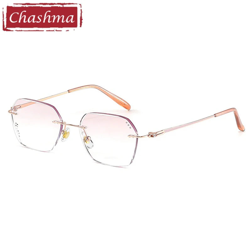 Chashma Ottica Women's Rimless Polygon Titanium Eyeglasses 416005