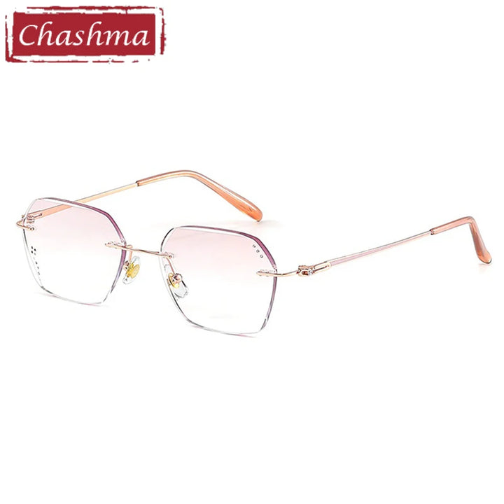 Chashma Ottica Women's Rimless Polygon Titanium Eyeglasses 416005