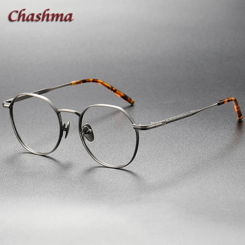 Chashma Ochki Women's Full Rim Flat Top Round Titanium Eyeglasses 13877