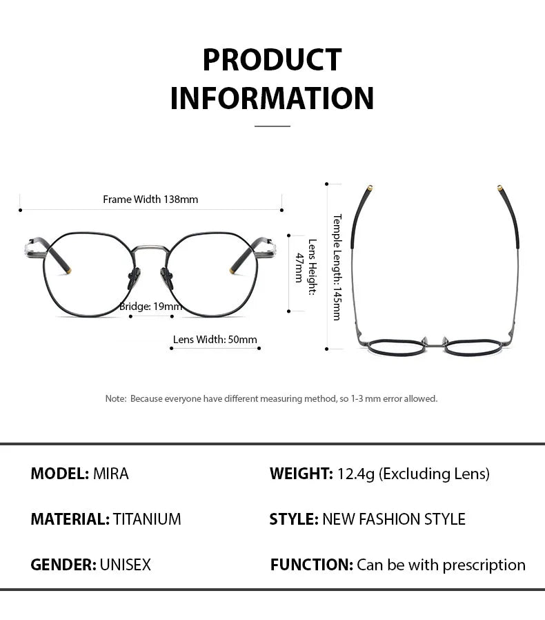 Chashma Ochki Women's Full Rim Flat Top Round Titanium Eyeglasses 13877