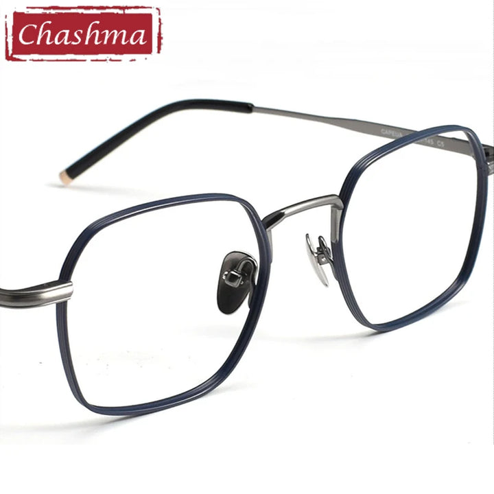 Chashma Unisex Full Rim Square Polygon Titanium Eyeglasses 14249 Full Rim Chashma