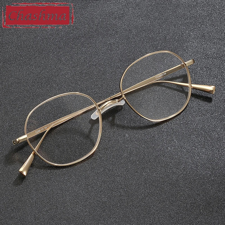 Chashma Ottica Unisex Full Rim Oval Round Titanium Eyeglasses 402407
