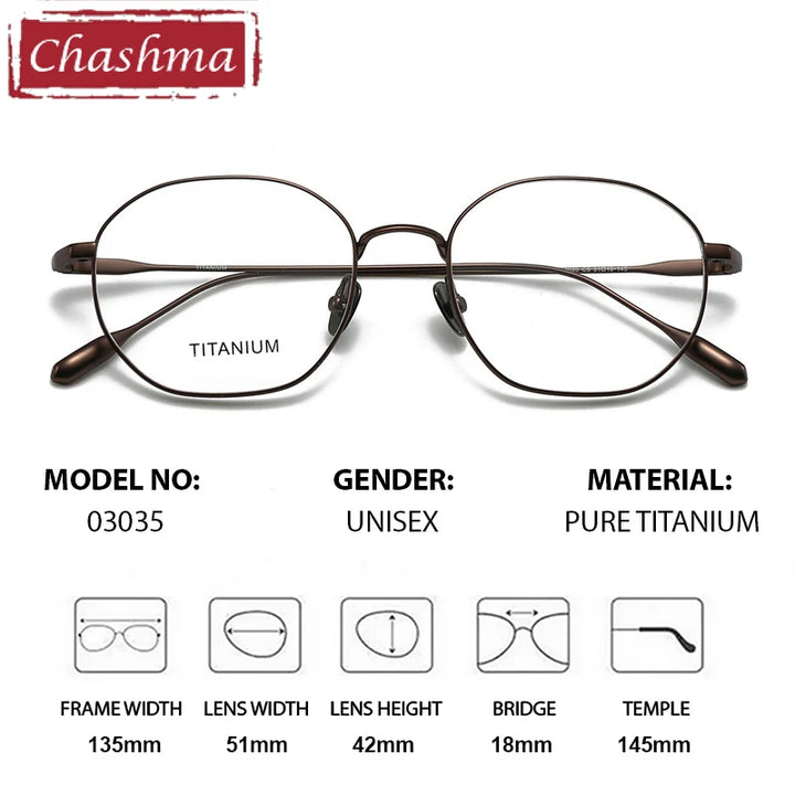 Chashma Ottica Women's Full Rim Polygon Round Titanium Eyeglasses 403035