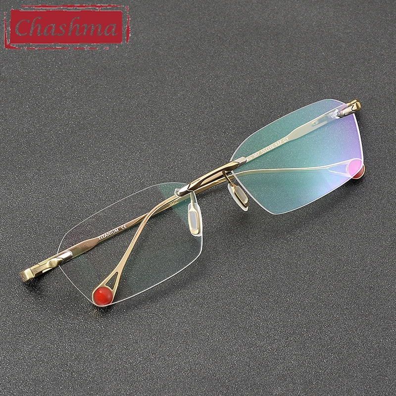 Chashma Ottica Unisex Rimless Square Titanium Eyeglasses 401307