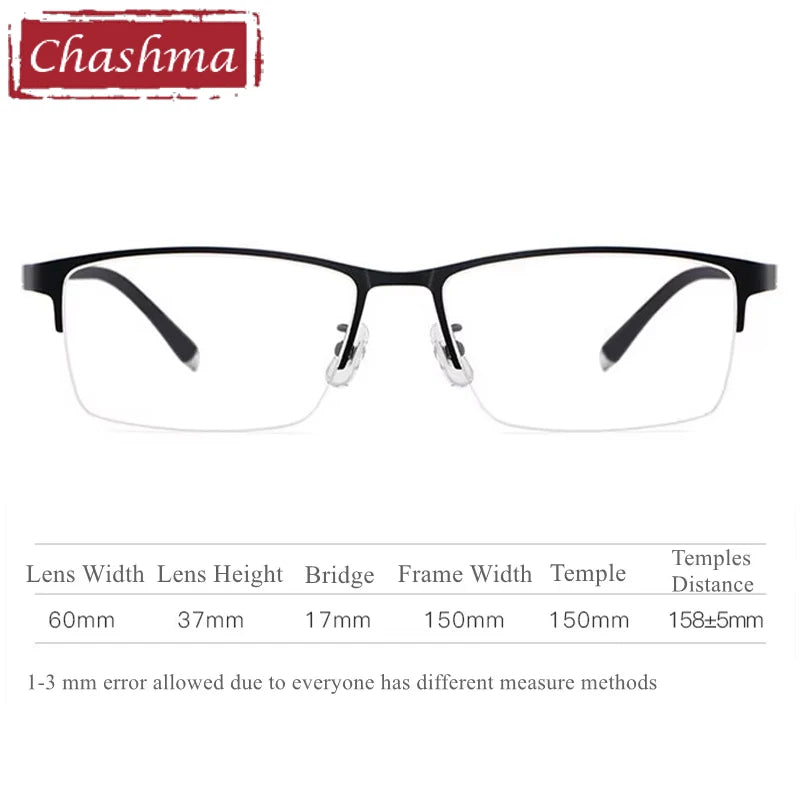 Chashma Ottica Men's Semi Rim Big Square Titanium Eyeglasses 422021