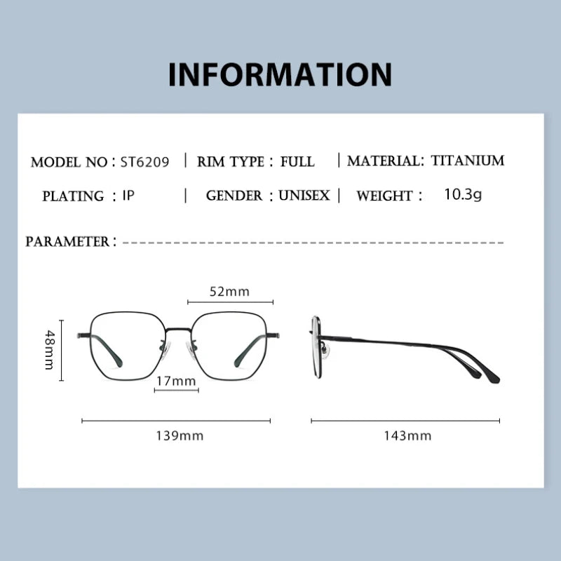 Hotony Women's Full Rim Polygon Square Titanium Eyeglasses 76209 Full Rim Hotony
