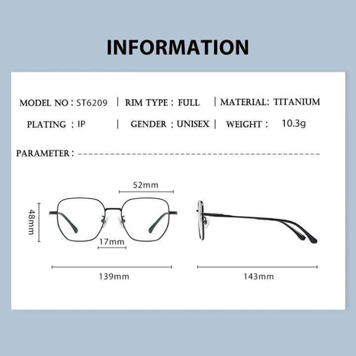 Hotony Women's Full Rim Polygon Square Titanium Eyeglasses 76209 Full Rim Hotony
