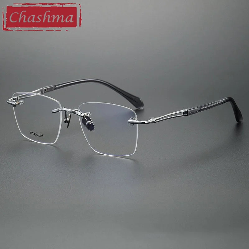 Chashma Unisex Rimless Square Titanium Eyeglasses 880958