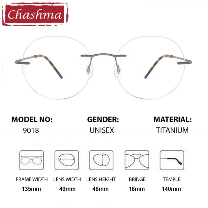 Chashma Women's Rimless Oval Round Titanium Eyeglasses 879018