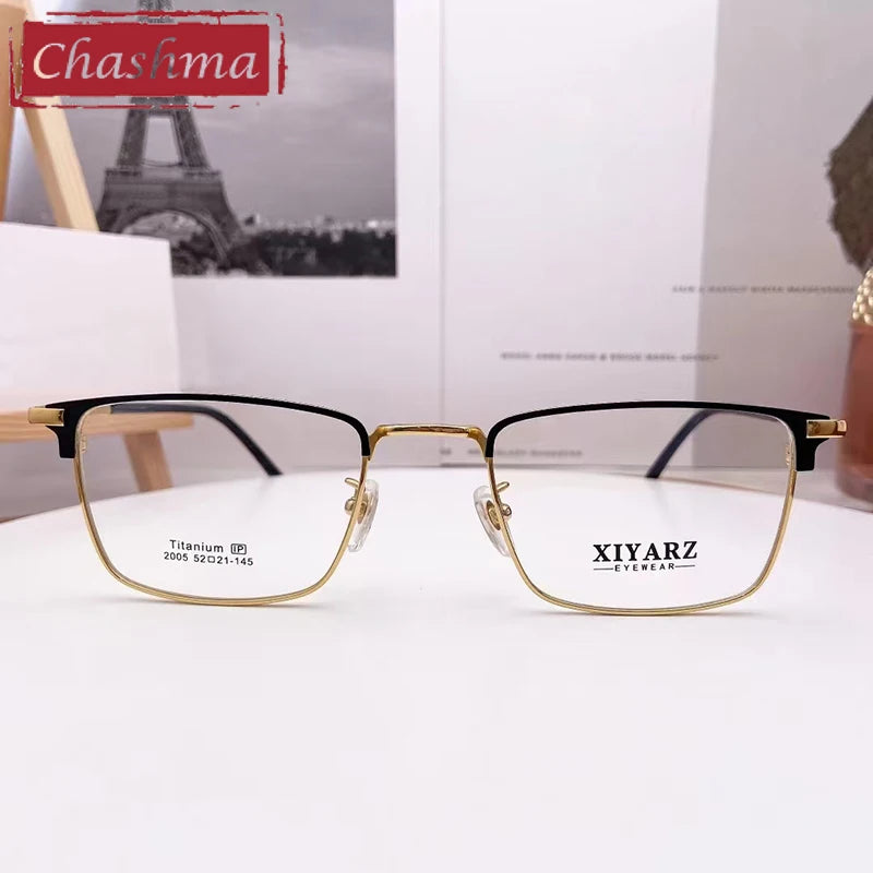 Chashma Men's Full Rim Big Polygon Square Titanium Eyeglasses 32005