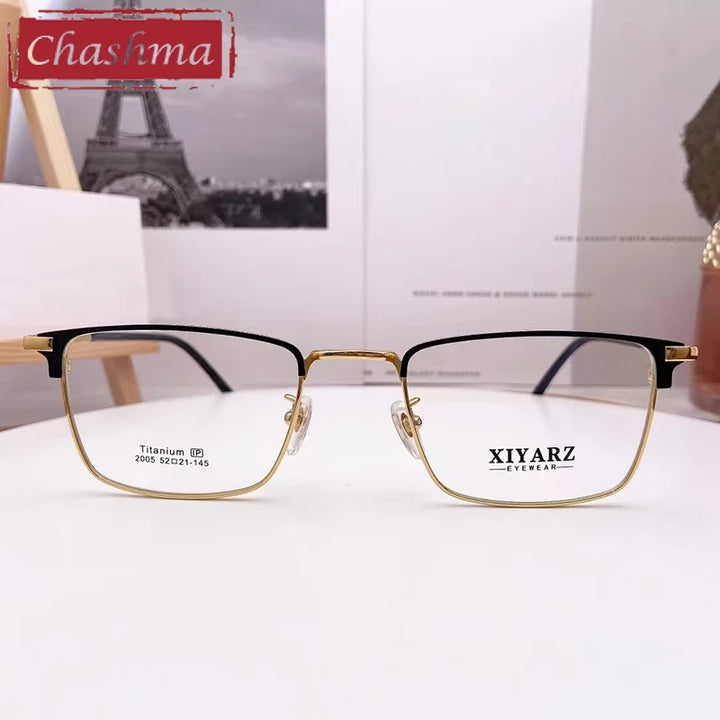 Chashma Men's Full Rim Big Polygon Square Titanium Eyeglasses 32005