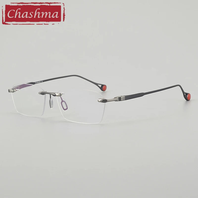 Chashma Ottica Unisex Rimless Square Titanium Eyeglasses 401307