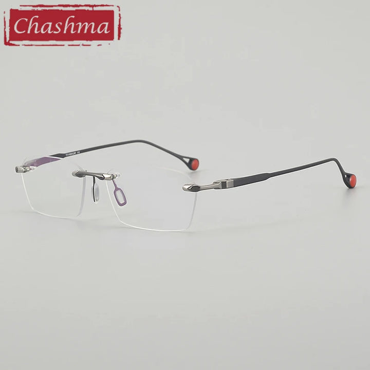 Chashma Ottica Unisex Rimless Square Titanium Eyeglasses 401307