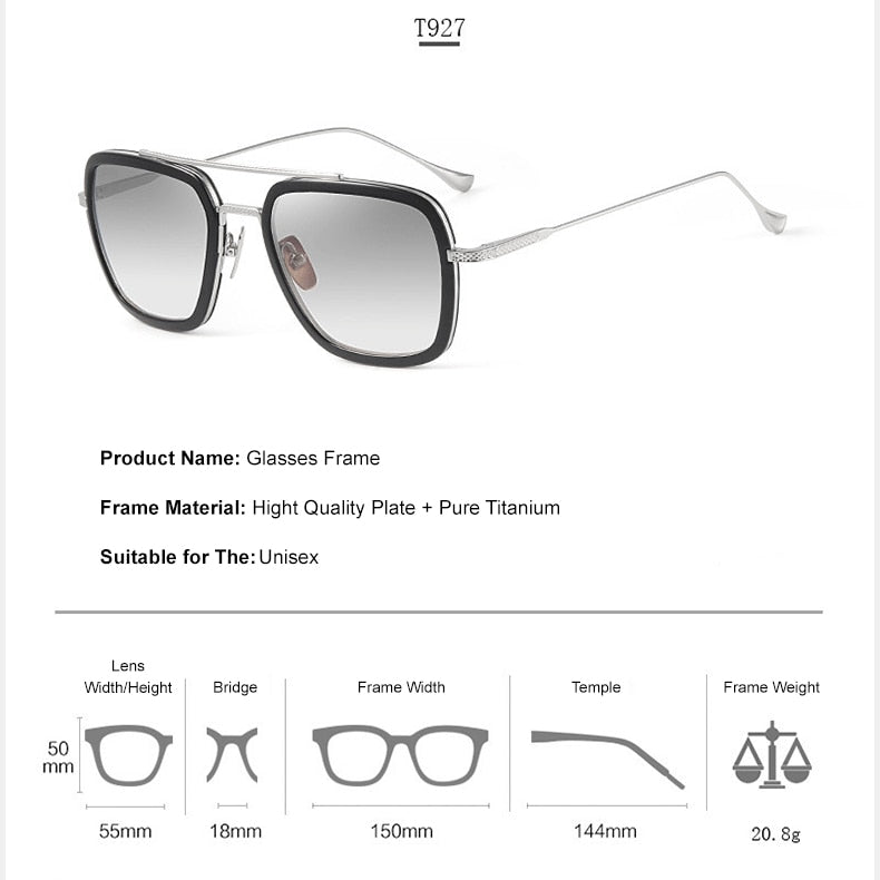 Chashma Unisex Full Rim Square Double Bridge Acetate Titanium Eyeglasses T927 Full Rim Chashma