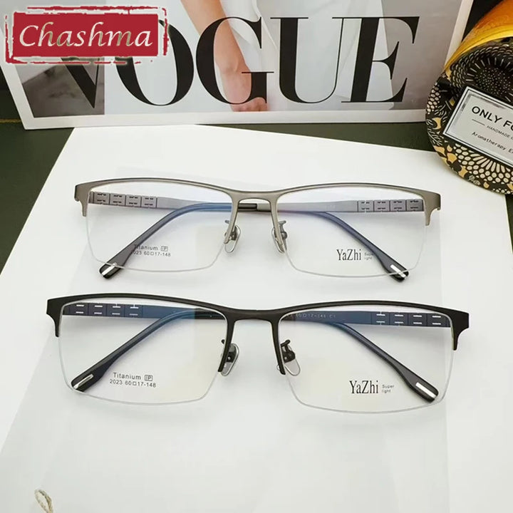 Chashma Unisex Semi Rim Big Square Titanium Eyeglasses 24023 Semi Rim Chashma