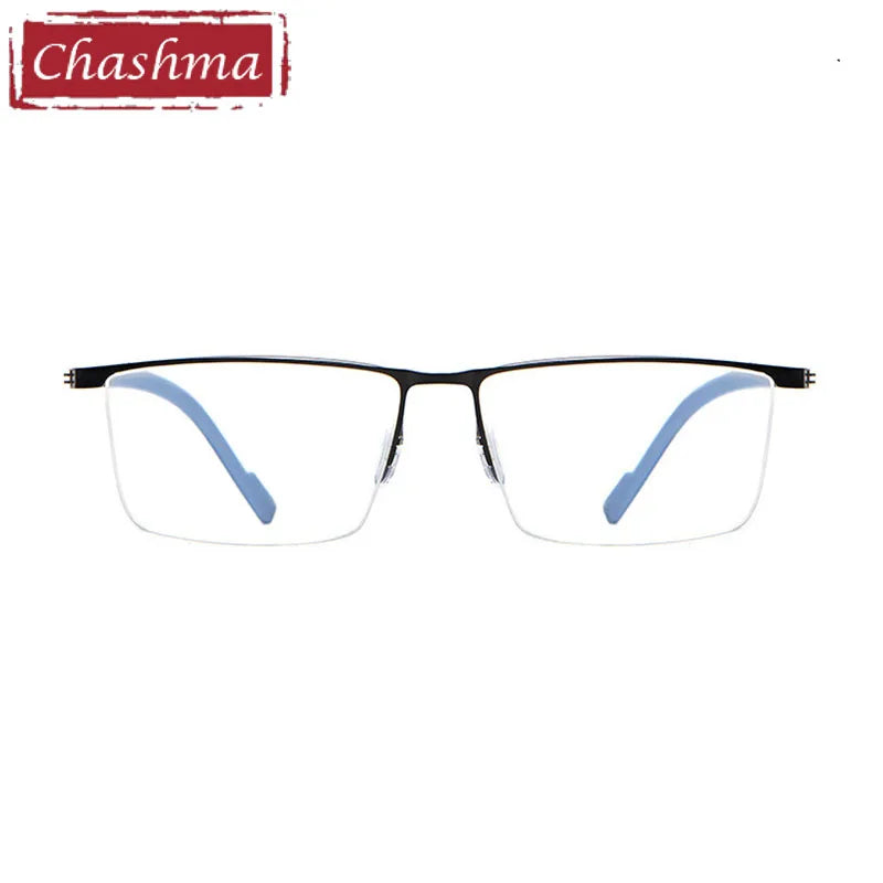 Chashma Men's Semi Rim Square Brow Line Alloy Eyeglasses 10129 Semi Rim Chashma