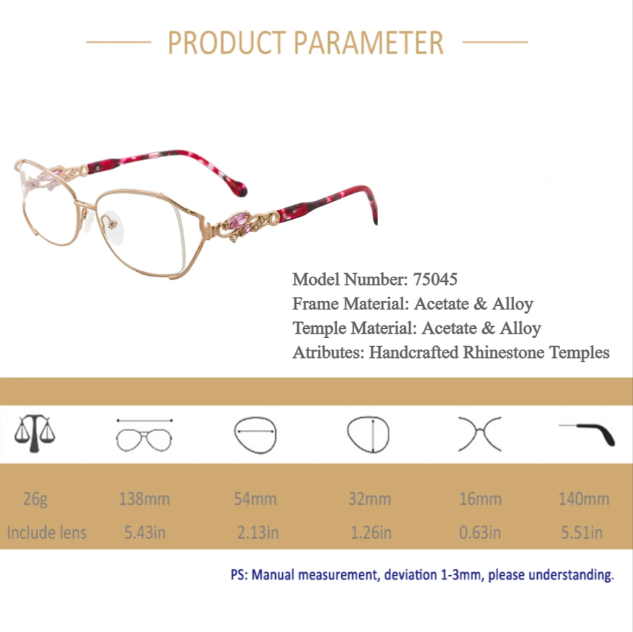 FuzWeb Women's Full Rim Rectangle Bayonetta Alloy Acetate Eyeglasses 75045