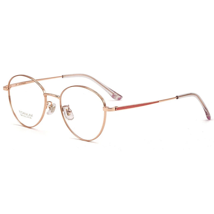 Kocolior Women's Full Rim Oval Titanium Eyeglasses 8810 Full Rim Kocolior Rose Gold  