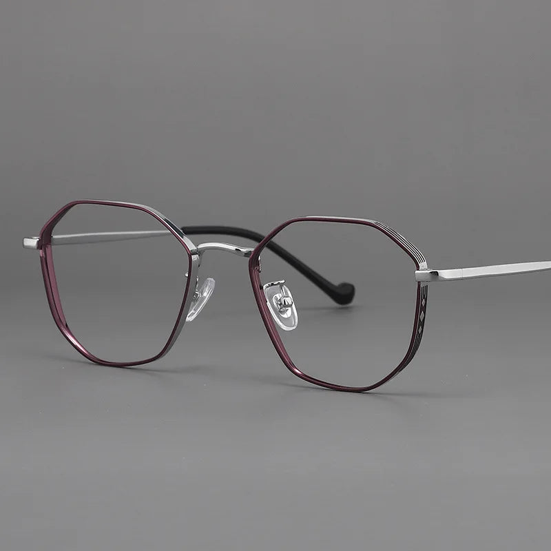 Muzz Unisex Full Rim Flat Top Polygon Titanium Eyeglasses 817321