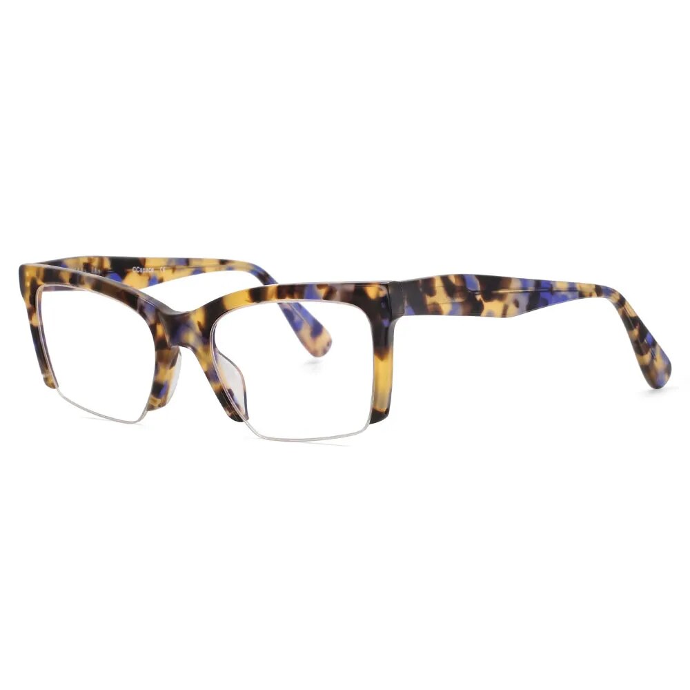 CCspace Women's Semi Rim Square Acetate Hyperopic Reading Glasses R49409 Reading Glasses CCspace C1 0