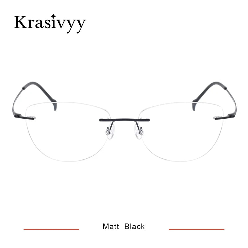 Krasivyy Unisex Rimless Cat Eye Screwless Titanium Eyeglasses 16007